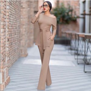Shopfksp nude off shoulder two piece  set size Medium